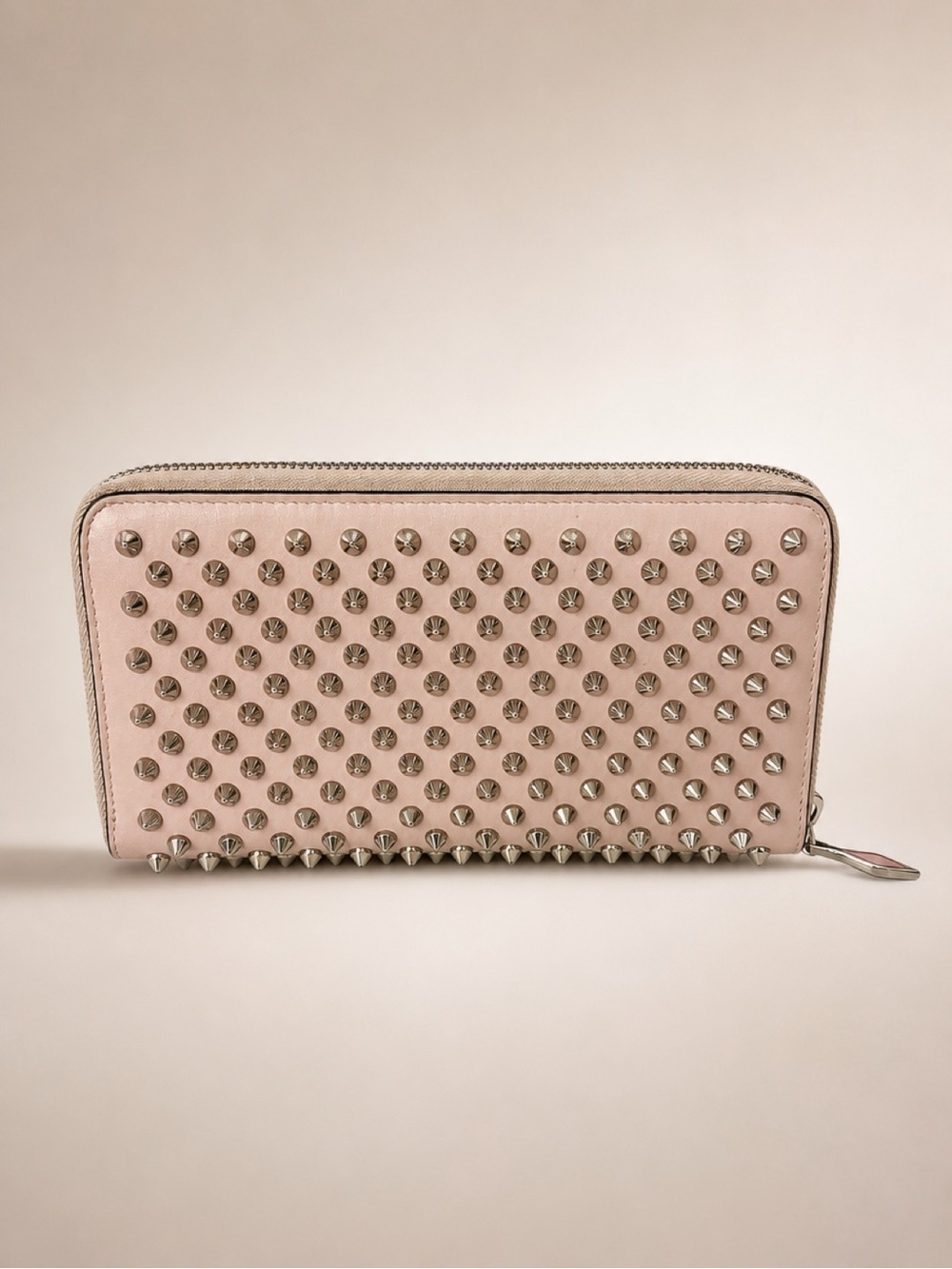 Studded Christian Louboutin Panettone Zip Wallet | Spike Wallet Nude